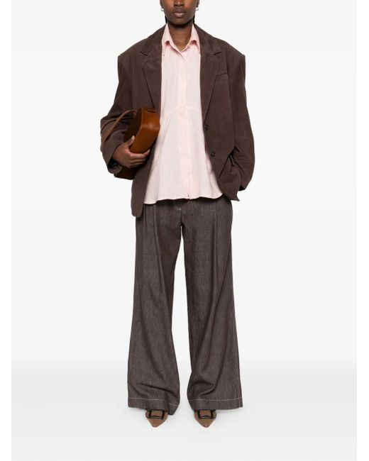 Remain Brown Suede Single-Breasted Blazer