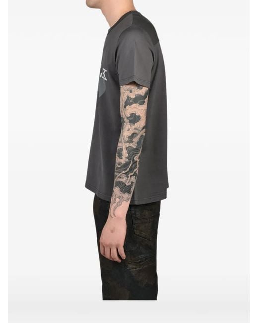 CEDARWOOD Black Slogan-Print Fitted T-Shirt for men