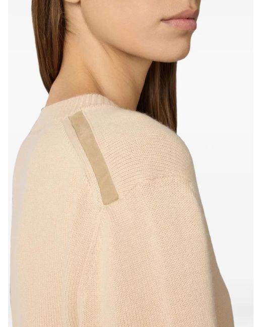 Tod's Natural Leather-Patch V-Neck Sweater