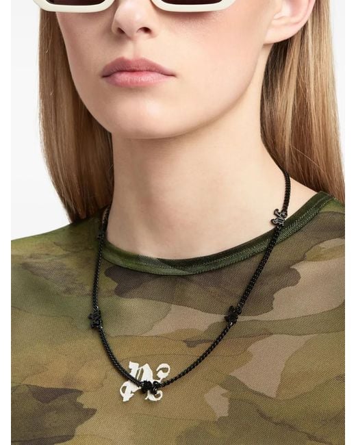 Palm Angels Metallic Monogram Chain-Link Necklace for men