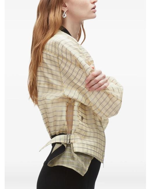 3.1 Phillip Lim Natural Checked Belted Bomber Jacket