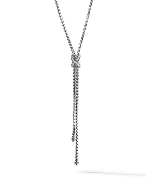David Yurman White Sterling Petite X Larial Diamond Necklace