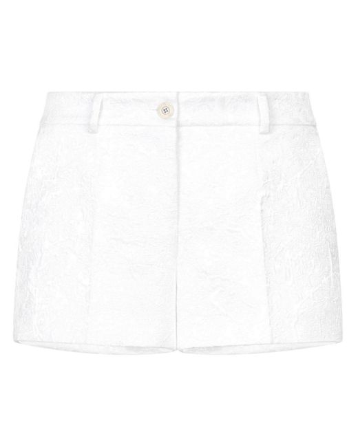 Dolce & Gabbana White Brocade above-knee shorts
