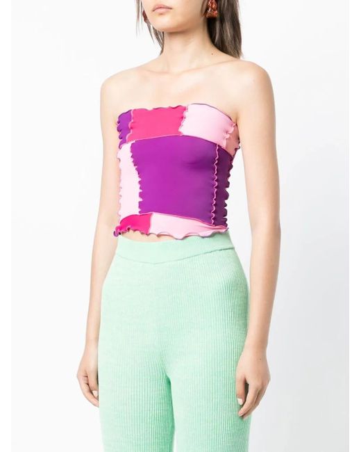 Sherris Pink Colour-Block Bandeau Top
