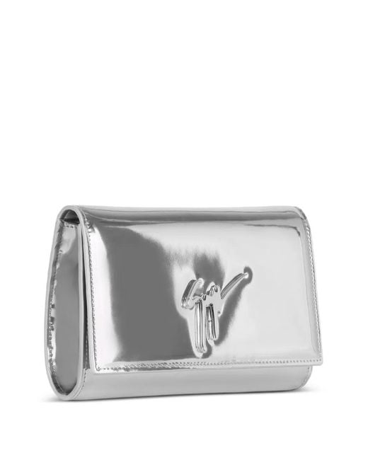 Giuseppe Zanotti Gray Signature Chain Clutch Bag