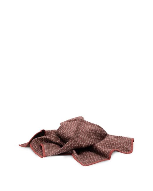 Brunello Cucinelli Red Geometric-Pattern Pocket Square for men
