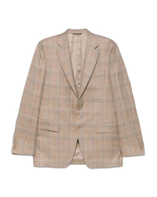 Canali Geruite Blazer in het Natural voor heren