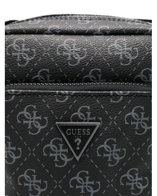 Guess Black Monogram Messenger Bag for men