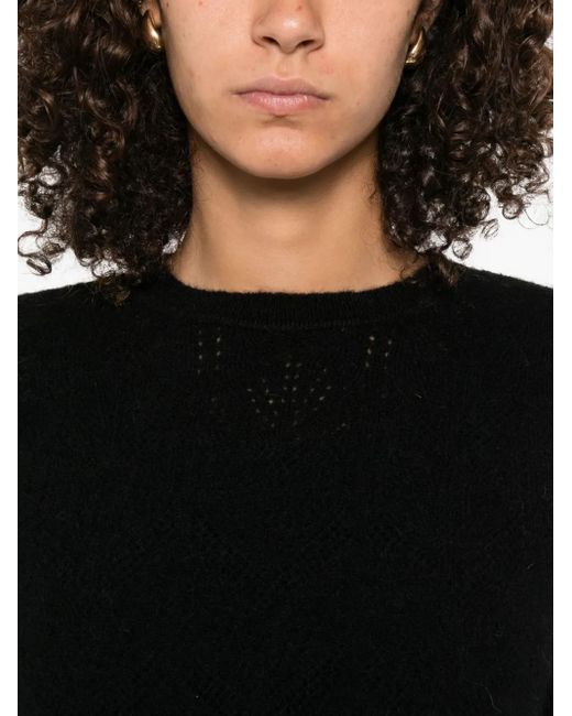 P.A.R.O.S.H. Black Textured Round-Neck Jumper