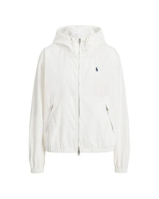 Polo Ralph Lauren White Veste Zippée À Capuche