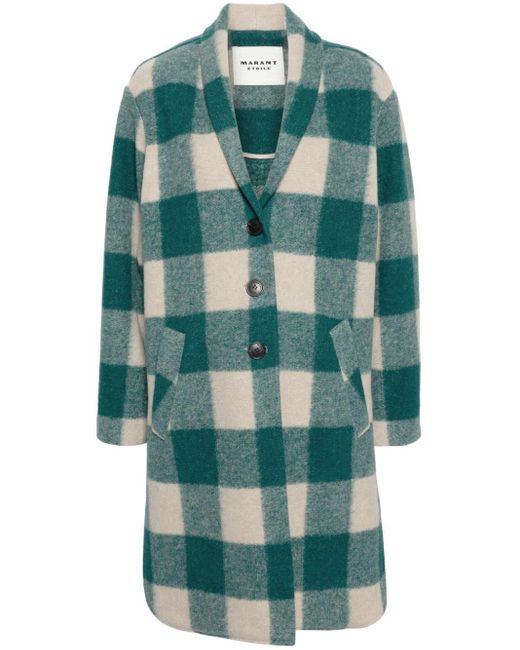 Isabel Marant Green Gabriel Checked Felted Coat