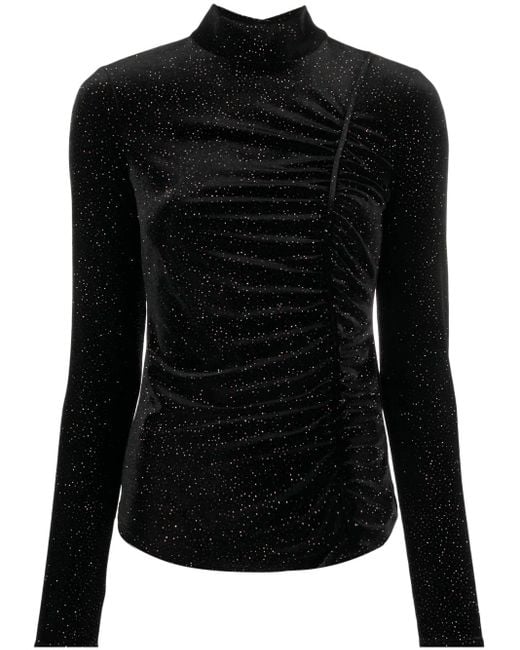 Patrizia Pepe グリッター ベルベットtシャツ Black