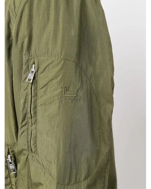 Woolrich Green Zip-Up Bomber Jacket for men