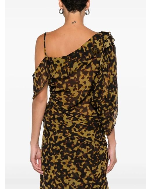 Top drapeado con ribete de volantes Christopher Esber de color Brown