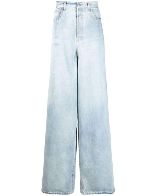 Vetements Blue Bleached-effect Wide-leg Jeans for men