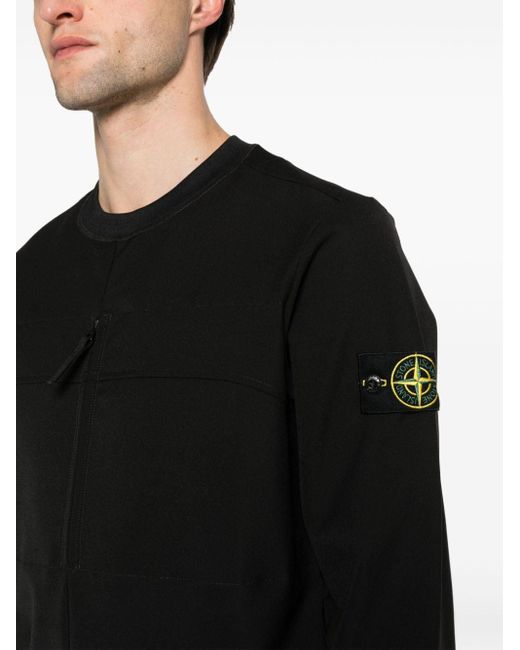 Stone Island Black Compass-badge Pocket-detail Sweatshirt for men