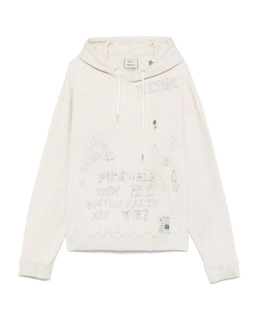 Felpa Con Effetto Vissuto E Cappuccio di Maison Mihara Yasuhiro in White da Uomo