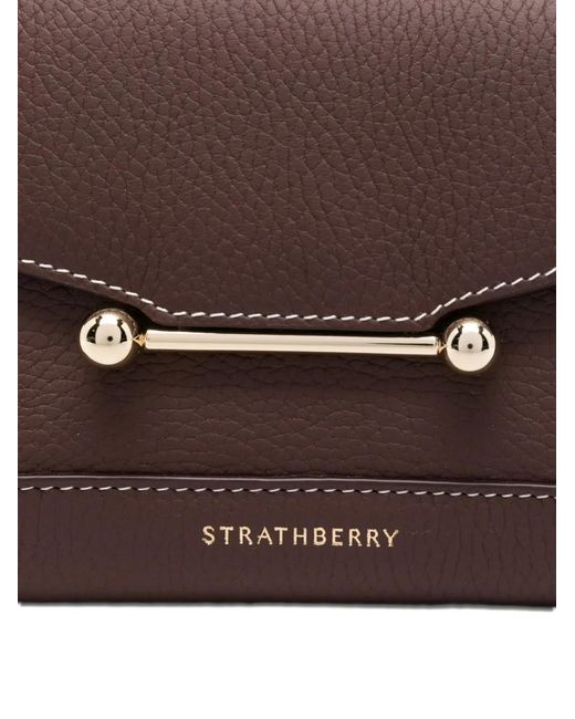 Strathberry Brown Nano Mosaic Leather Bar-Detail Tote Bag