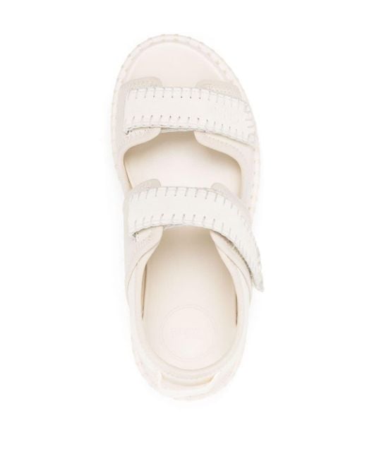 Chloé White Lilli Flatform Sandals