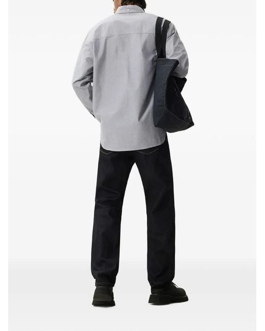 Evisu Gray Seagull-Print Button-Down Shirt for men