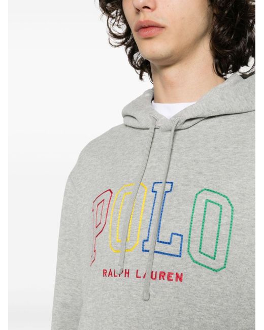 Polo Ralph Lauren Gray Embroidered-logo Hoodie for men