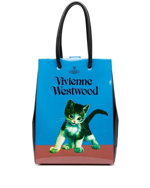 Vivienne Westwood Blue Kitten-print Tote Bag