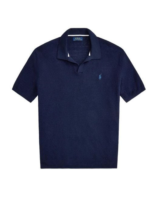 Polo Ralph Lauren Blue Rib-Knit Johnny Collar Polo for men