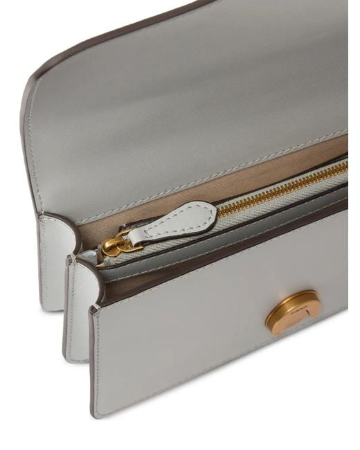 Pinko Gray Small Love One Leather Shoulder Bag