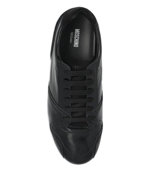 Moschino Black Patent-Leather Low-Top Sneakers