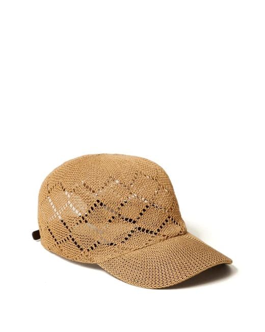 Twinset Natural Openwork Heart-Plaque Hat
