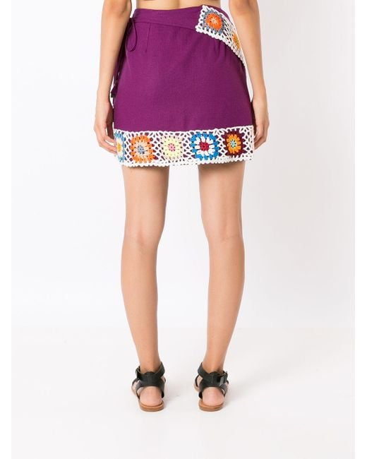 Olympiah Purple Crochet Wrap-front Mini Skirt