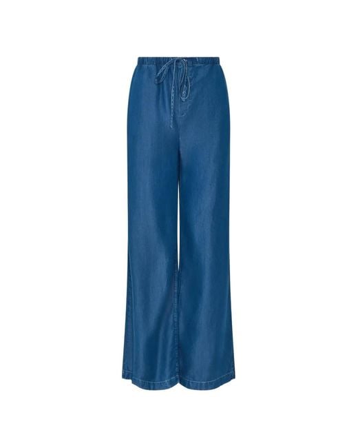 Patrick Assaraf Blue Drawstring-Waist Stonewashed Jeans
