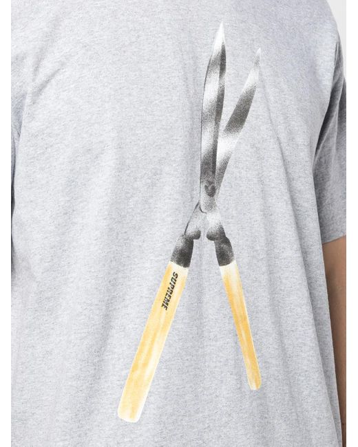 Supreme Gray Shears Graphic-Print T-Shirt for men