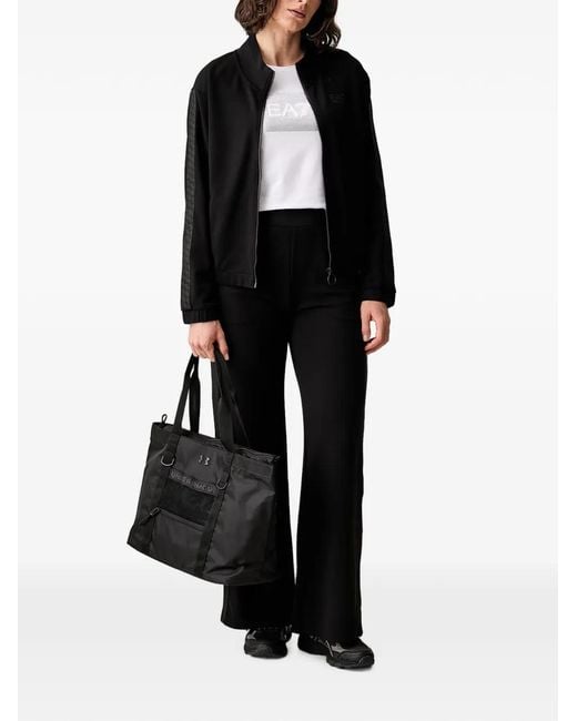 EA7 Black Logo-Print Zip-Up Track Jacket
