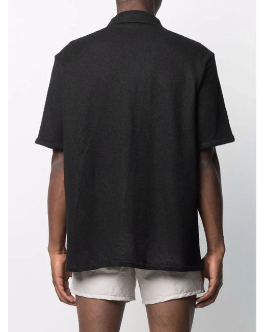 Our Legacy Black Textured Short-Sleeved Shirt With Classic Collar for men