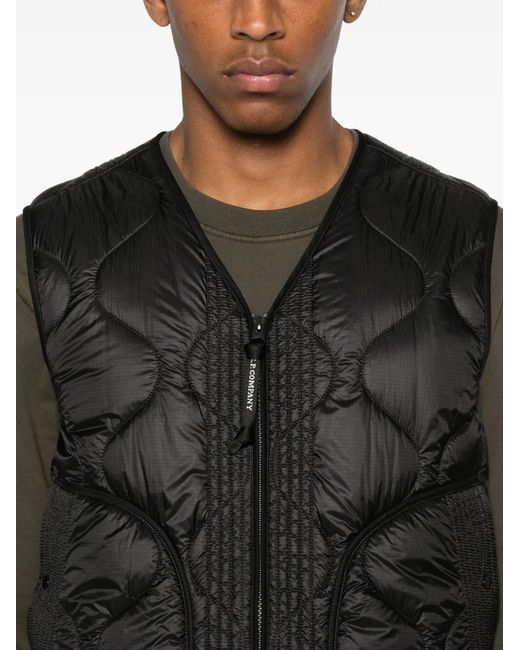 C P Company Black D.D. Shell Quilted Panelled Gilet for men