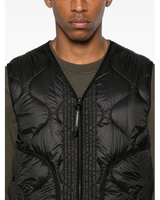 Giacca D.D. Gilet Shell Trapuntato di C P Company in Black da Uomo