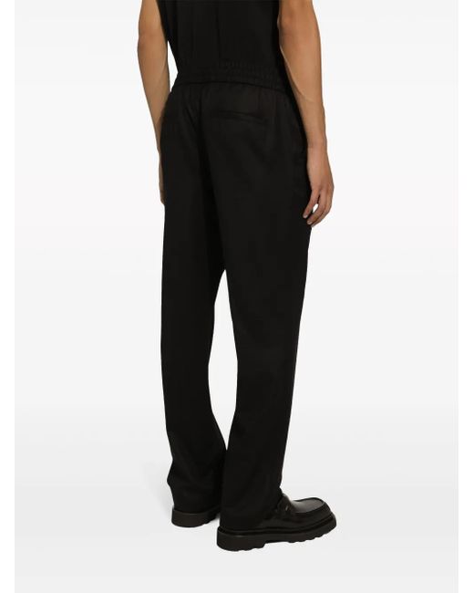 Dolce & Gabbana Black Tailored Wool Track Pants for men