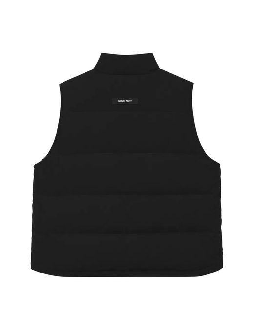 Izzue Black Padded Logo-Patch Gilet for men