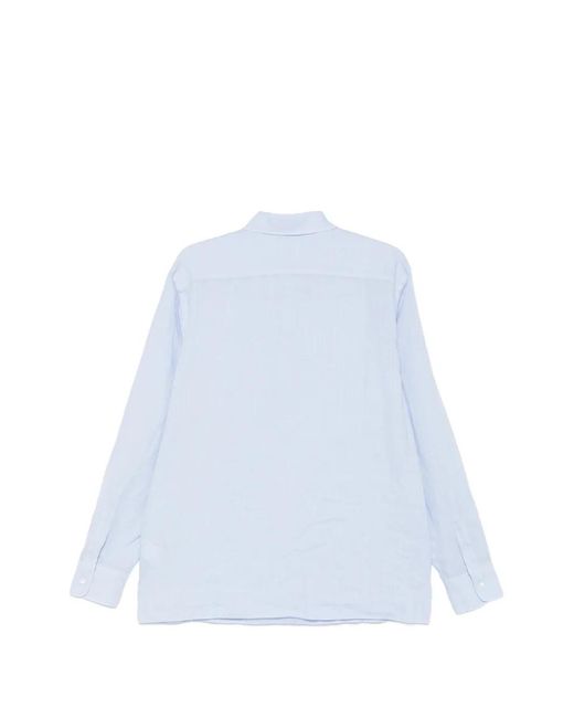 Aspesi Blue Half-Button Shirt for men
