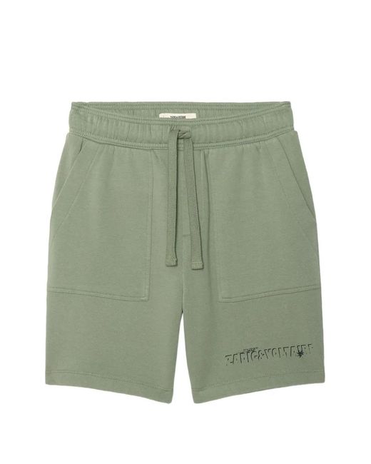 Zadig & Voltaire Green Logo-Print Drawstring Shorts for men