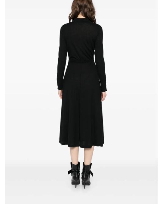 N.Peal Cashmere Black Polo Collar Dress