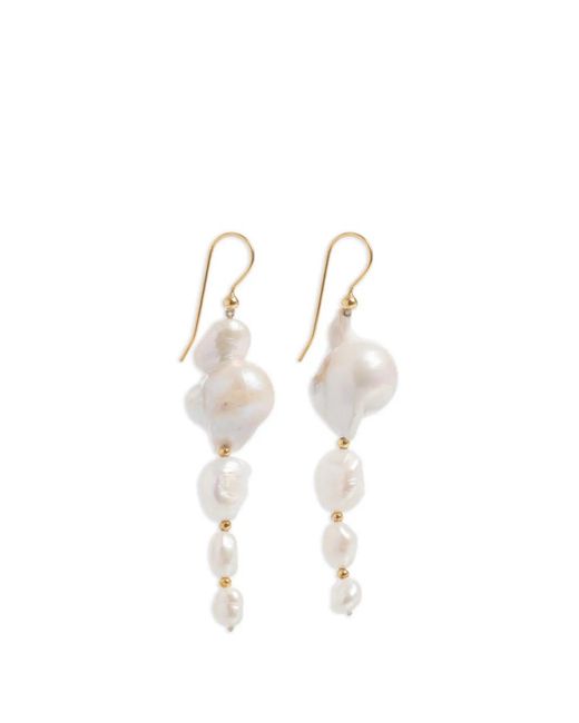 freya rose White Baroque Drop-Design Earrings