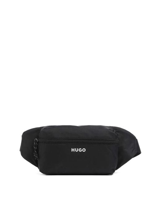 HUGO Black Everett Logo-Print Belt Bag for men