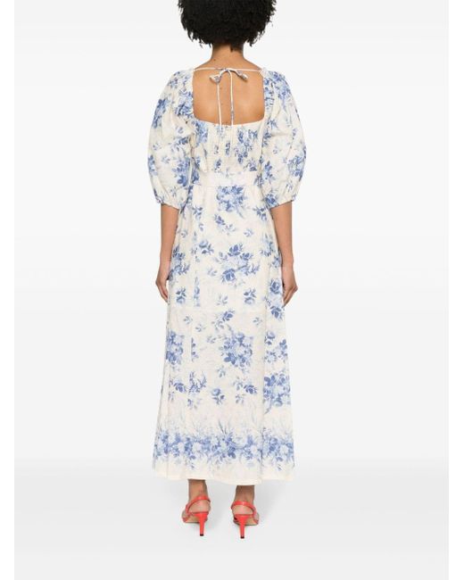 Twin Set Blue Floral-print Midi Dress