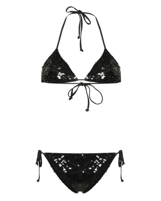Bikini à design brodé de sequins P.A.R.O.S.H. en coloris Black