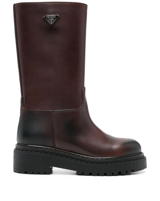 Bottines 55 Mm En Cuir Prada en coloris Brown
