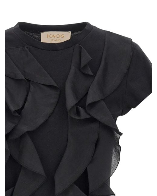 Camiseta con detalle de volantes Kaos de color Black