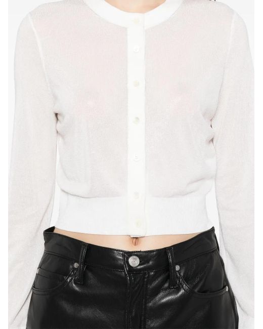 Alexander Wang White Crystal-Embellished Cropped Top