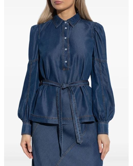 Munthe Blue Denim Belted Blouse